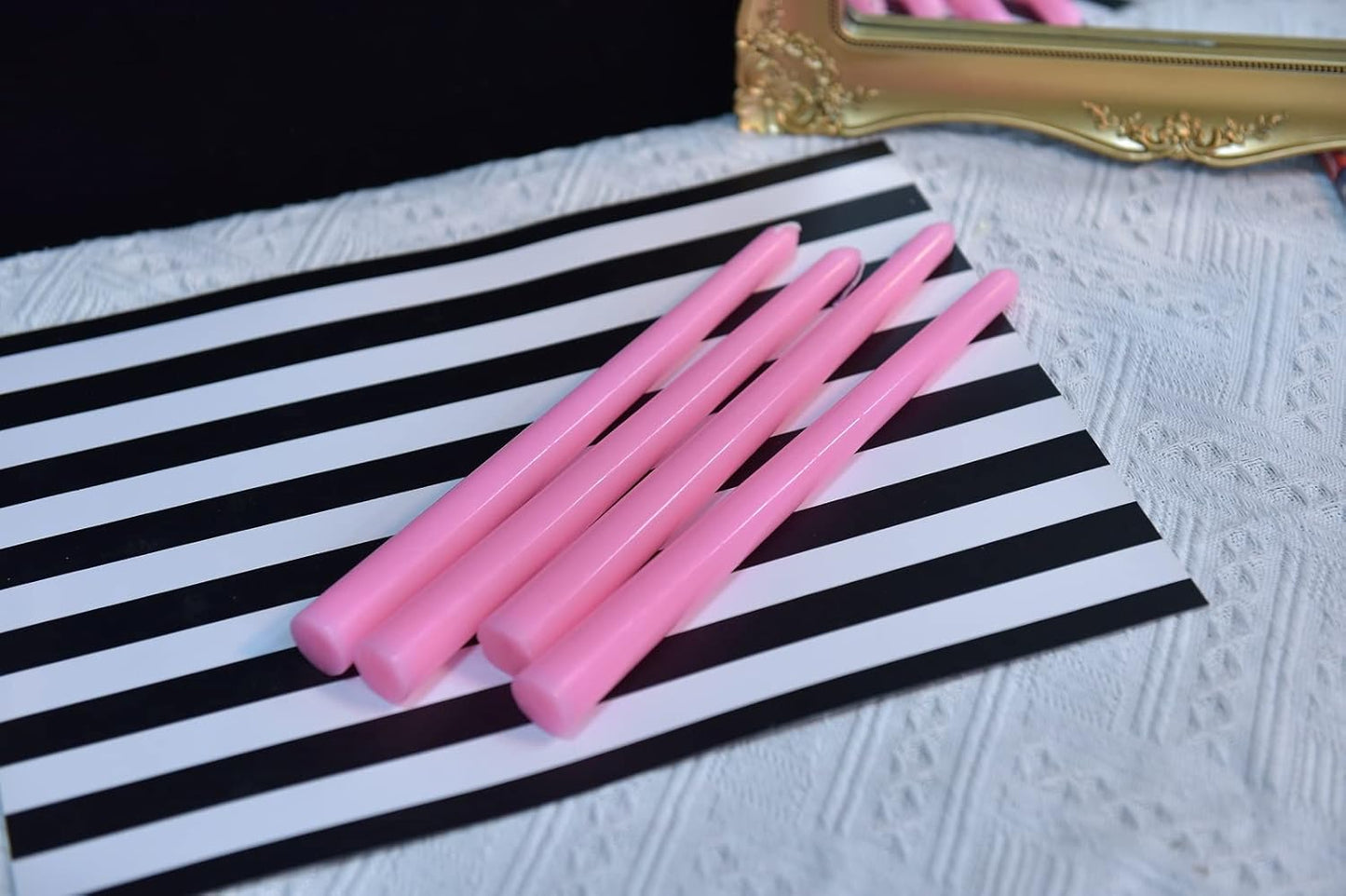 10 Inch-8Inch Taper Candles-Set of 4 Taper Candles - Unscented Dripless and Smokeless,Tall Candlesticks, Home Dinner, Party, Wedding, Halloween, Churches,Christmas (Pink, 10 Inch)