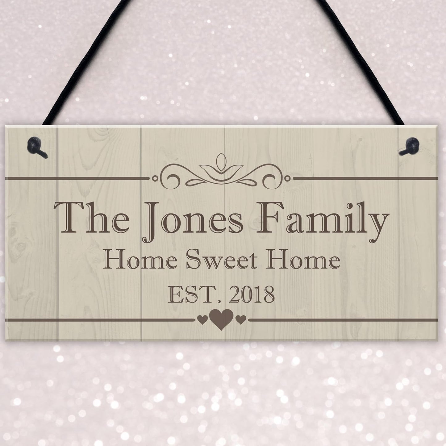 Personalised Family Name Plaque Housewarming New Home Gift Handmade Hanging House Sign