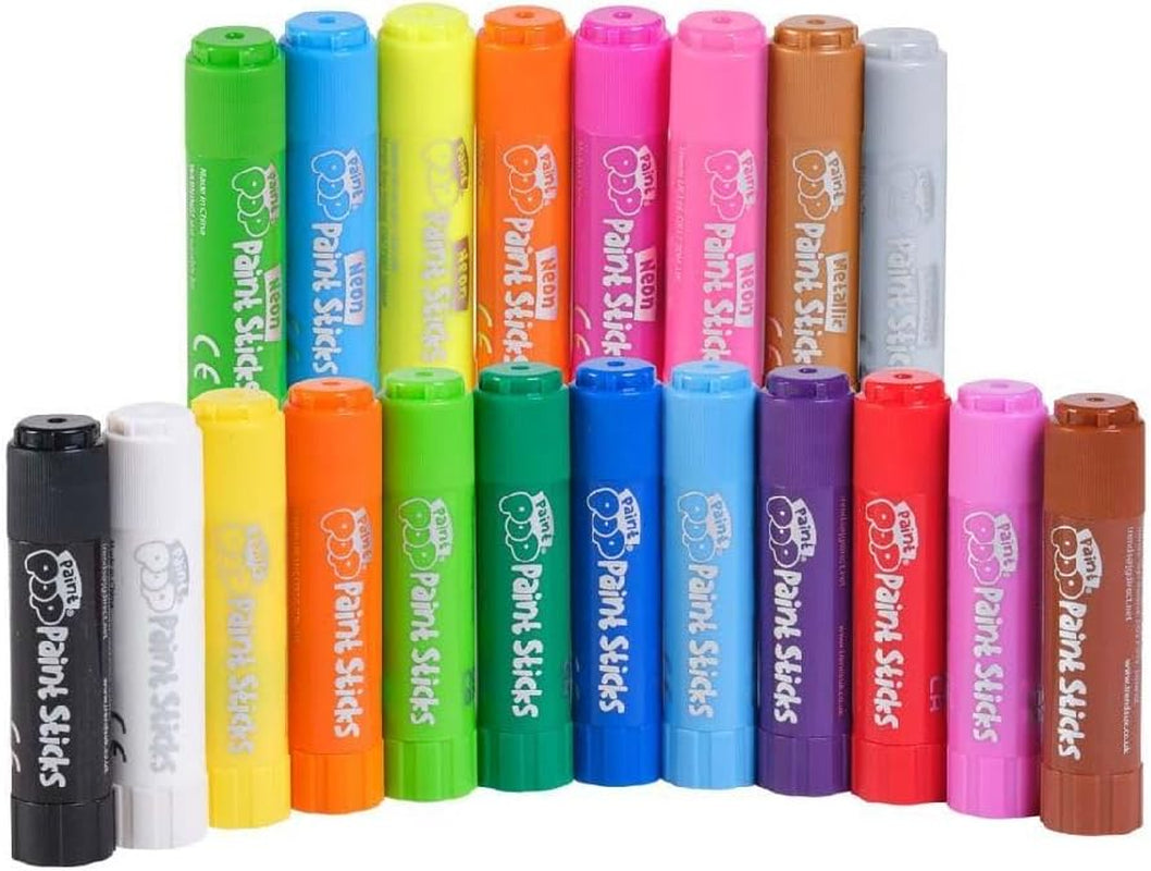 Paint Sticks for Kids - 20 Pack Assorted Colours & Fun Storage Tub - Twist & Paint, Mess-Free, Fast Drying Action, Easy Clean Up, Vibrant Colours, Multi-Surface