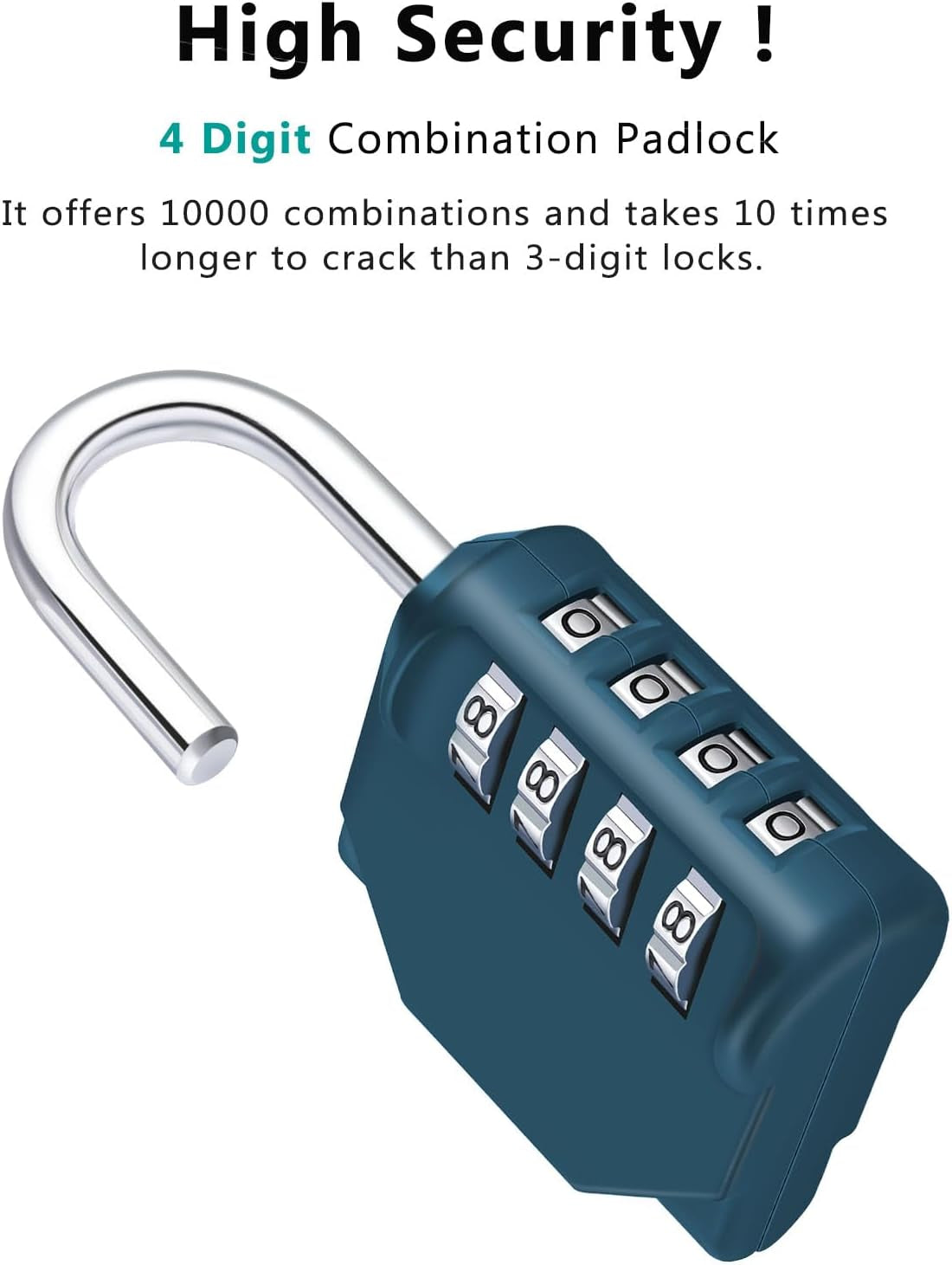 Combination Padlock for Locker, Code Padlock Outdoor or Fence Gate, Sheds, 4 Digit Number Lock for Gym Locker, School Locker (Dark Green)