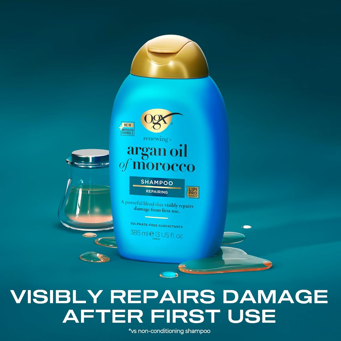 Argan Oil of Morocco Repairing Shampoo, Moisturises, Restores and Strengthens, for Dry and Damaged Hair, Sulfate Free Surfactants, 385Ml, Packaging May Vary