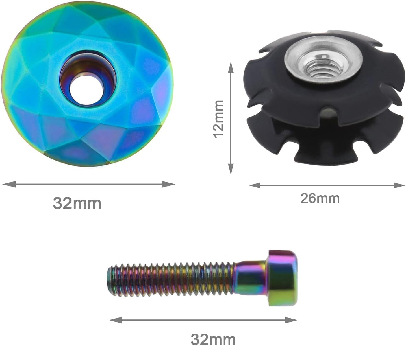 Bicycle Headset Cap Aluminium Alloy Mountain Bike Front Fork Stem Top Cap Bowl Cover with Screw for 28.6Mm Threadless Shaft and Fork