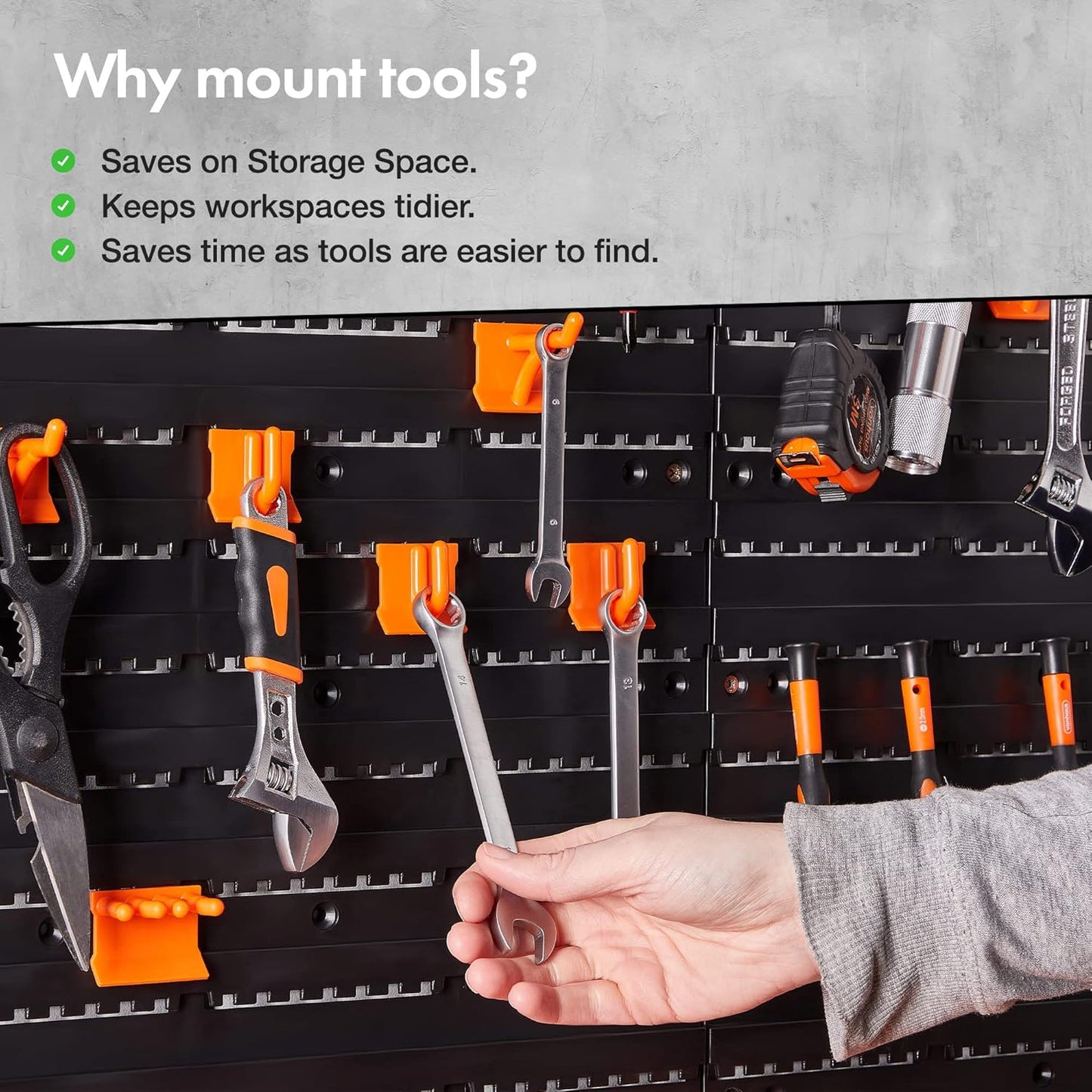 Garage Tool Storage with Shelf & Pegboard for Multiple Tools, Garden Tool Rack for Easy Access to 50+ Tools and Accessories, Tool Board for All You Need for Gardening & DIY