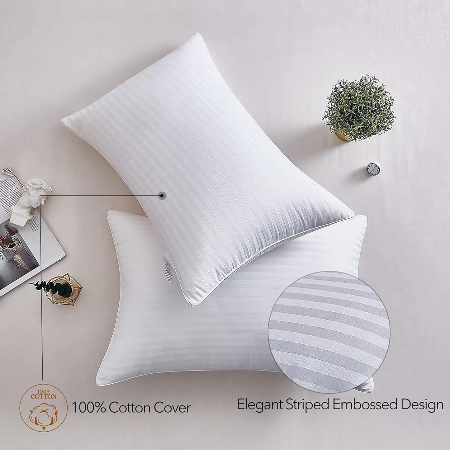 Pillows 4 Pack Hotel Quality Pillows Side Sleeper Bounce Back Bed Pillow Hypoallergenic & anti Dust Mite Resistant Premium Filled Hotel Pillows Pack of 4