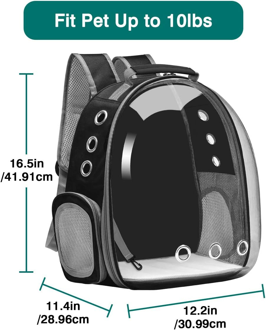 Cat Carrier Backpack, Pet Carrier Backpack Front Pack for Small Medium Cat Puppy Dog Carrier Backpack Bag Space Capsule, Pet Carrier for Travel Hiking Walking Camping (Black)