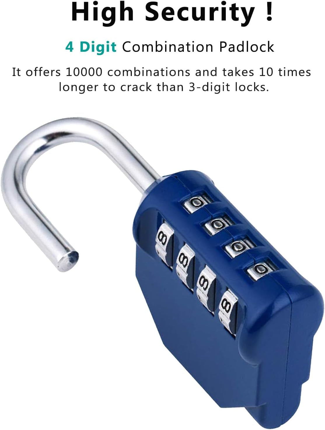 Combination Padlock for Locker, Weatherproof Padlock Outdoor for Fence Gate, Sheds, 4 Digit Combination Lock for Gym Locker, School Locker (Blue)