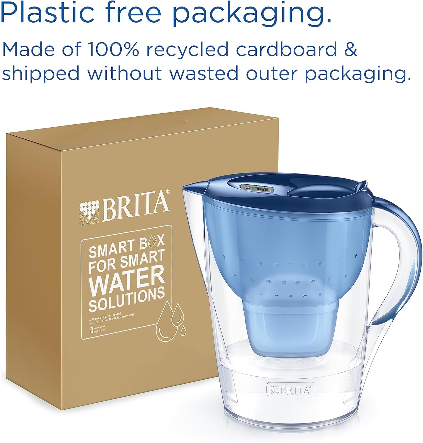 Marella XL Water Filter Jug Blue (3.5L) Incl. 1X MAXTRA PRO All-In-1 Cartridge - Large-Volume Jug with Digital LTI and Flip-Lid - Now in Sustainable Smart Box Packaging