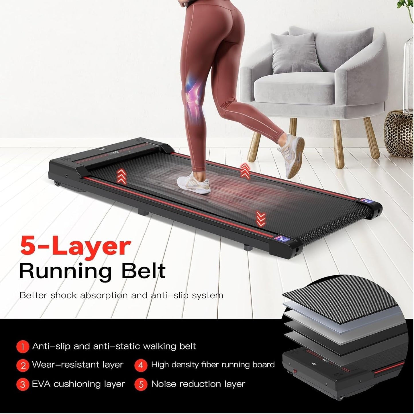 Walking Pad Treadmill-Under Desk Treadmill-2.5Hp Treadmills for Home,320 Lb Capacity,Remote Control & LED Display