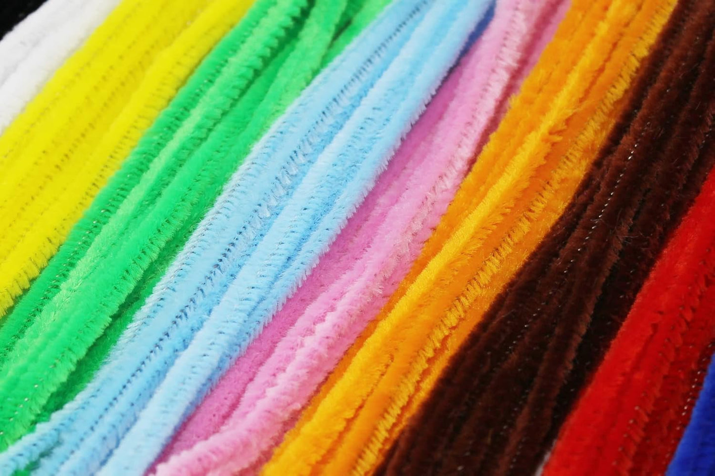 Pipe Cleaners – Chenille Stems PK100 Assorted 15Cm X 5Mm for Arts & Craft,10 Assorted Colours Black, White, Yellow, Green, Light Blue, Pink, Orange, Brown, Red, Dark Blue. BI7975.