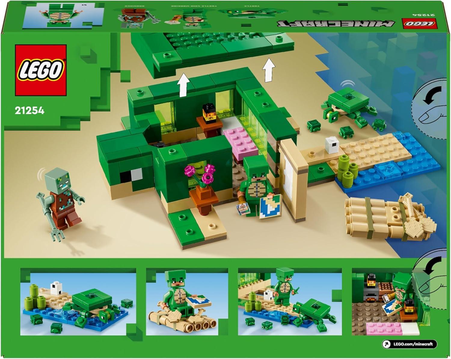 Minecraft the Turtle Beach House Animal-Care Toy for Kids, Girls and Boys Aged 8 plus Years Old, Building Set with Characters and Figures from the Game, Gift for Gamers 21254