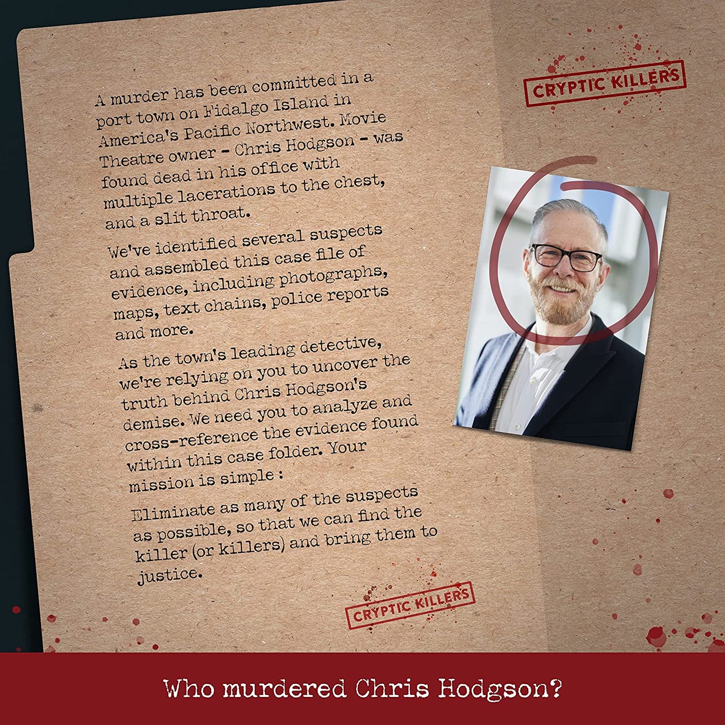 Unsolved Mystery Game - Cold Case Files Investigation - Detective Clues/Evidence - Solve the Crime - Individuals, Date Nights & Party Groups - Murder at the Movie Theater