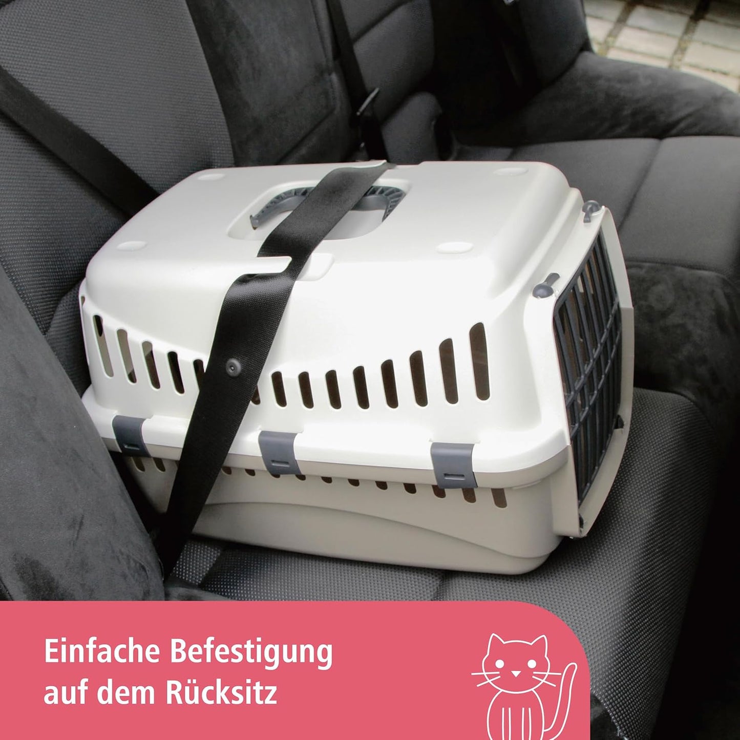 Kerbl Transport Box Expedion with Plastic Door, 45 X 30 X 30 Cm, Cream/ Taupe