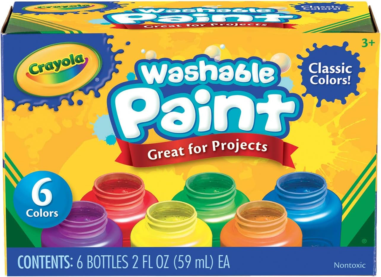 Washable Paints - Assorted Colours (Pack of 6) | Perfect for Any Arts & Crafts Needs - Easily Washable | Ideal for Kids Aged 3+ Packaging May Vary