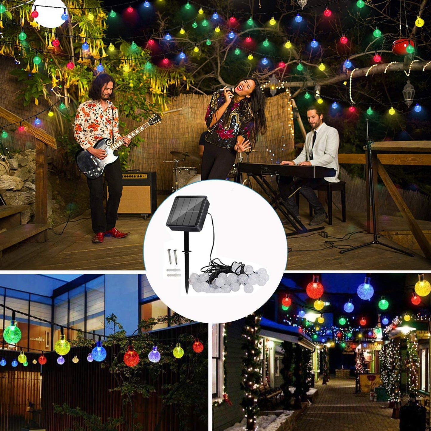 Solar Fairy Lights Outdoor Waterproof, 50LED , 8 Mode 7M/24Ft Indoor/Outdoor String Lights for Garden Patio Yard Home Christmas Parties Wedding(Multi-Coloured)
