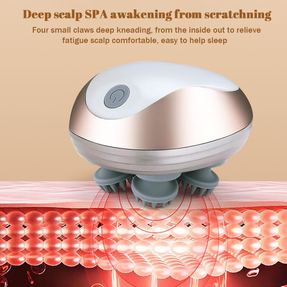 Electric Scalp Massager, Cordless Head Massager Scalp with 3 Modes, Waterproof Rechargeable Handheld Massager for Deep Cleansing/Stress Relief/Hair Growth, Gift for Women Men