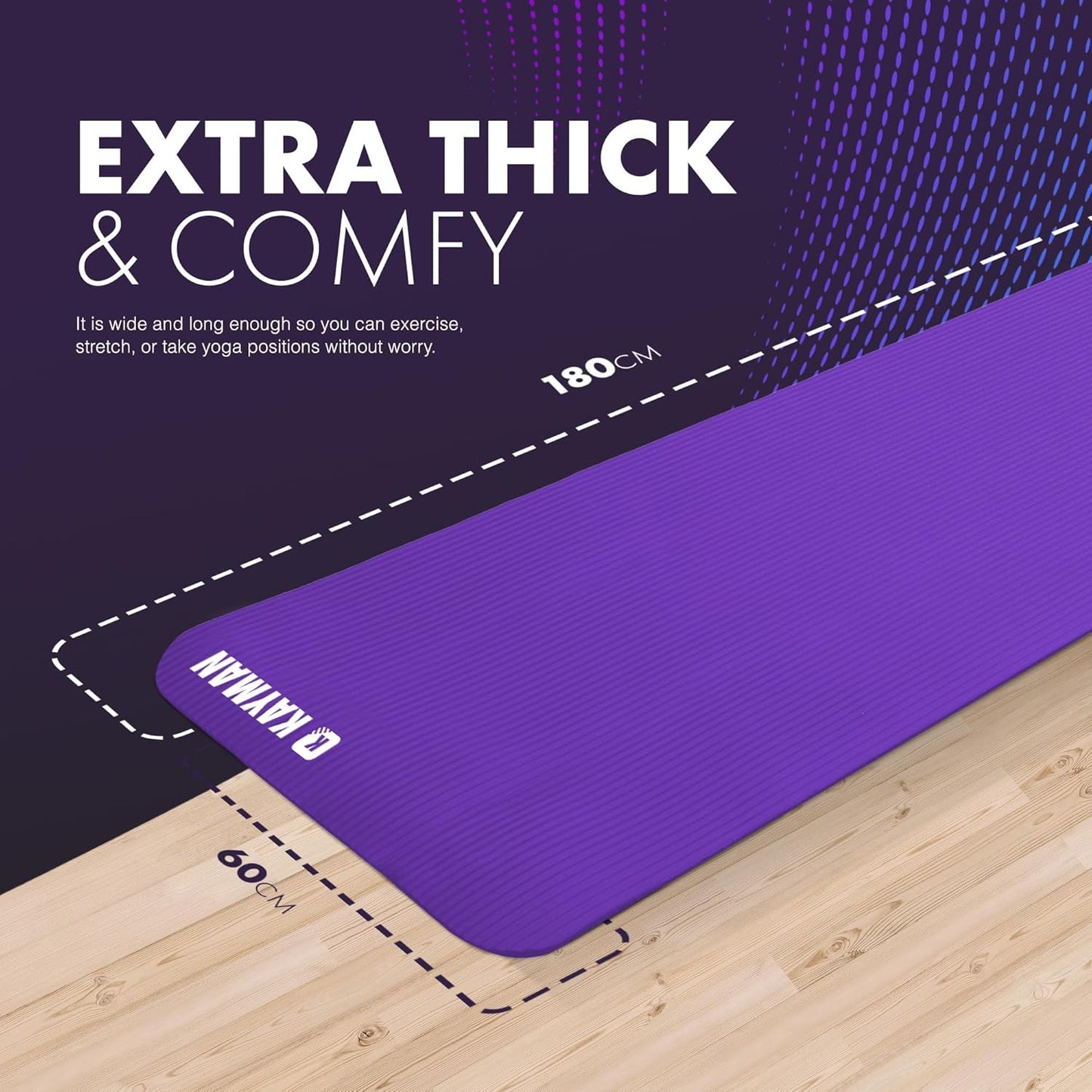 Yoga Mat – Multi-Purpose Extra Thick Foam Exercise Mats – Ideal Floor Mat for Pilates, Stretching, Resistance Workout & Therapy – Home & Gym Equipment Accessory for Men Women Kids –183 X 60Cm