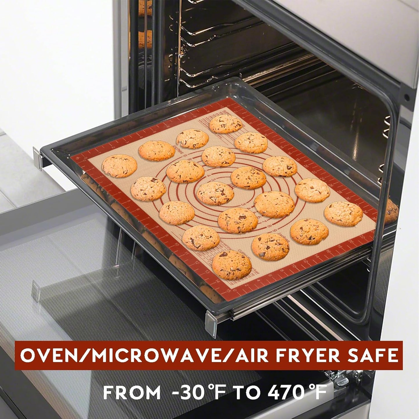 Non Stick Silicone Baking Mat Sheet, Oven Tray Liner, Small Pastry Mat, Non-Slip Dough Rolling Mat, Kneading Board Mat, Baking Equipment Accessory for Cookie, Macaroon (Red, 42 × 30Cm)
