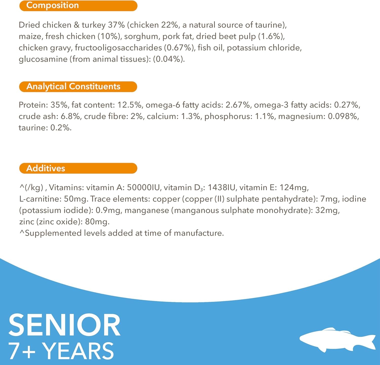 Complete Dry Cat Food for Senior 7+ Cats with Ocean Fish 800 G