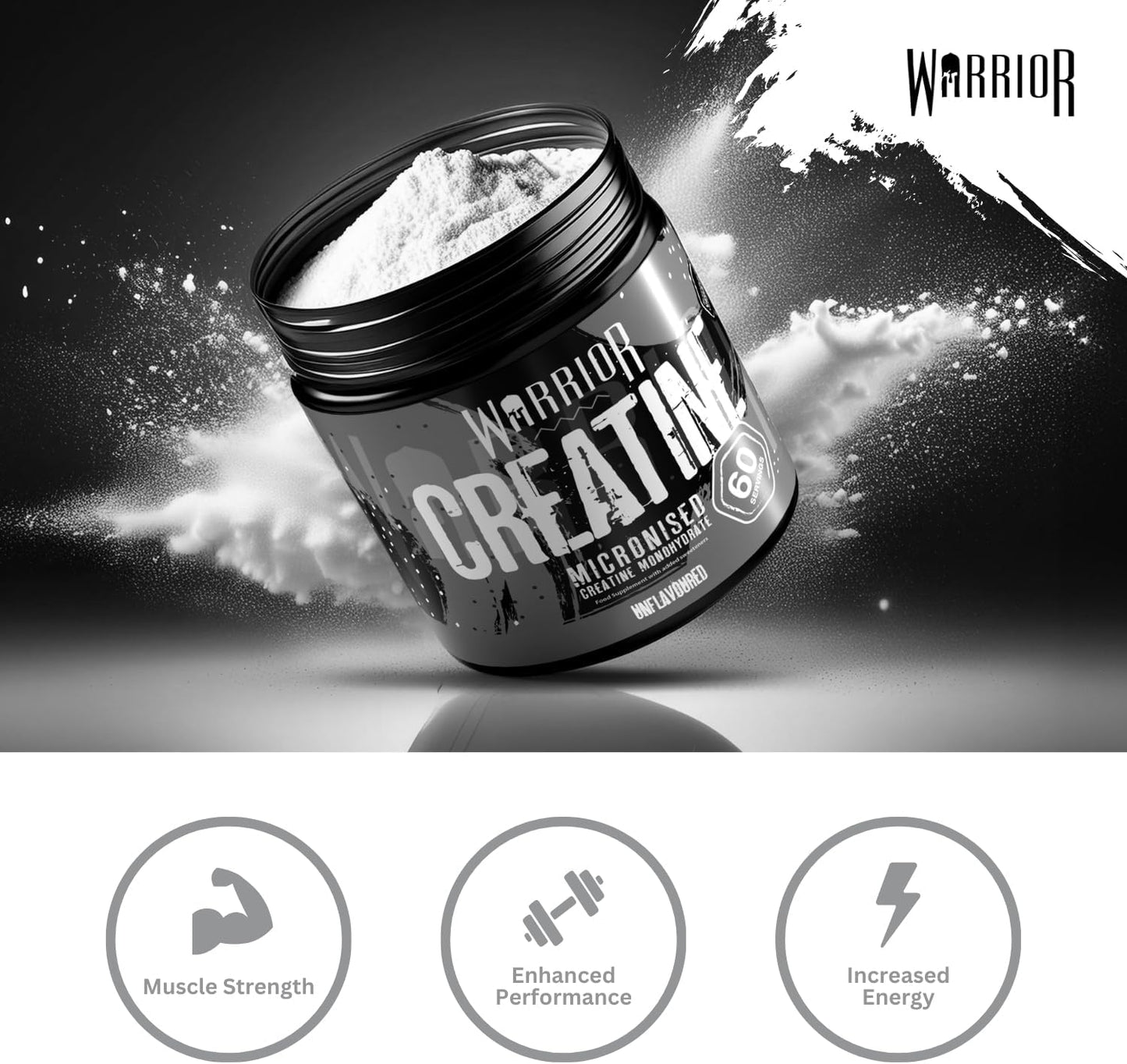 Creatine Monohydrate Powder 300G – Micronised – Proven to Improve Physical Performance and Recovery, 5G Servings (Unflavoured), 1 Pack