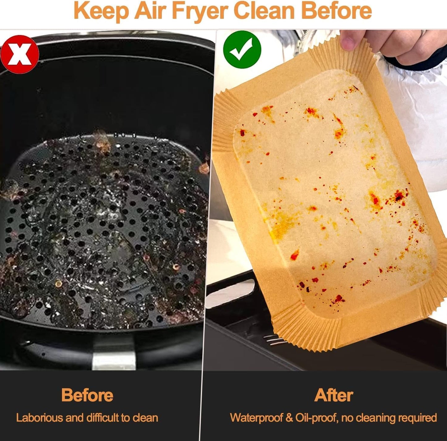 130PC Air Fryer Liners, Ninja Air Fryer Liners for Ninja Air Fryer Dual, Disposable Air Fryer Accessories Paper Liners for Ninja AF300UK AF400UK, Salter, Tower and Other Dual Zone Air Fryer