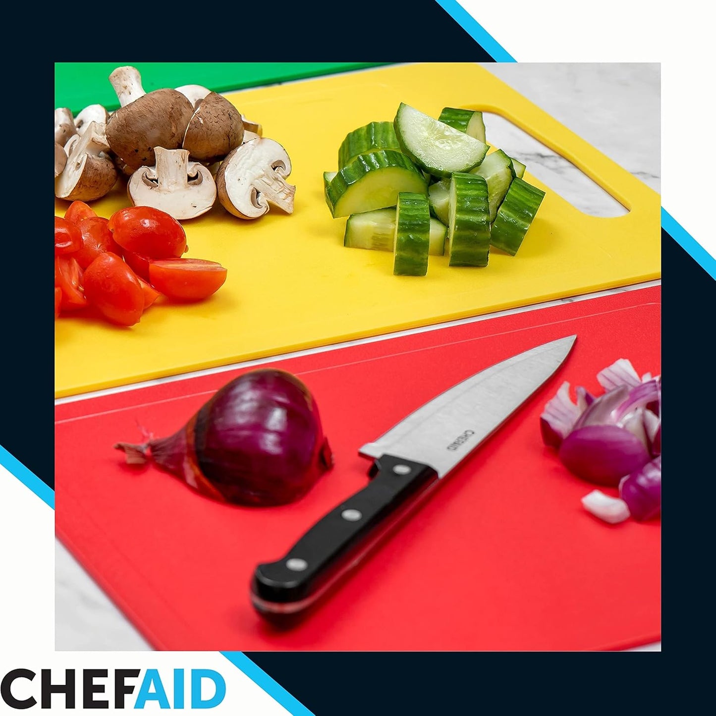 Large Green Poly Chopping Board, Multipurpose Anti-Slip Surface, Easy Clean and Dishwasher Safe with Handle, 40 X 30Cm, Other Colour Options Available