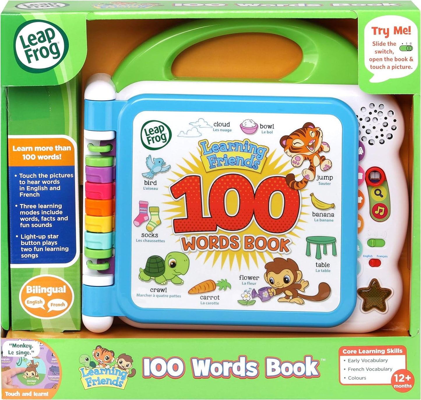 Learning Friends 100 Words Baby Book | Educational and Interactive Bilingual Playbook Toy |Toddler and Pre School Book for Boys & Girls 1, 2, 3, 4+ Year Olds, English Version