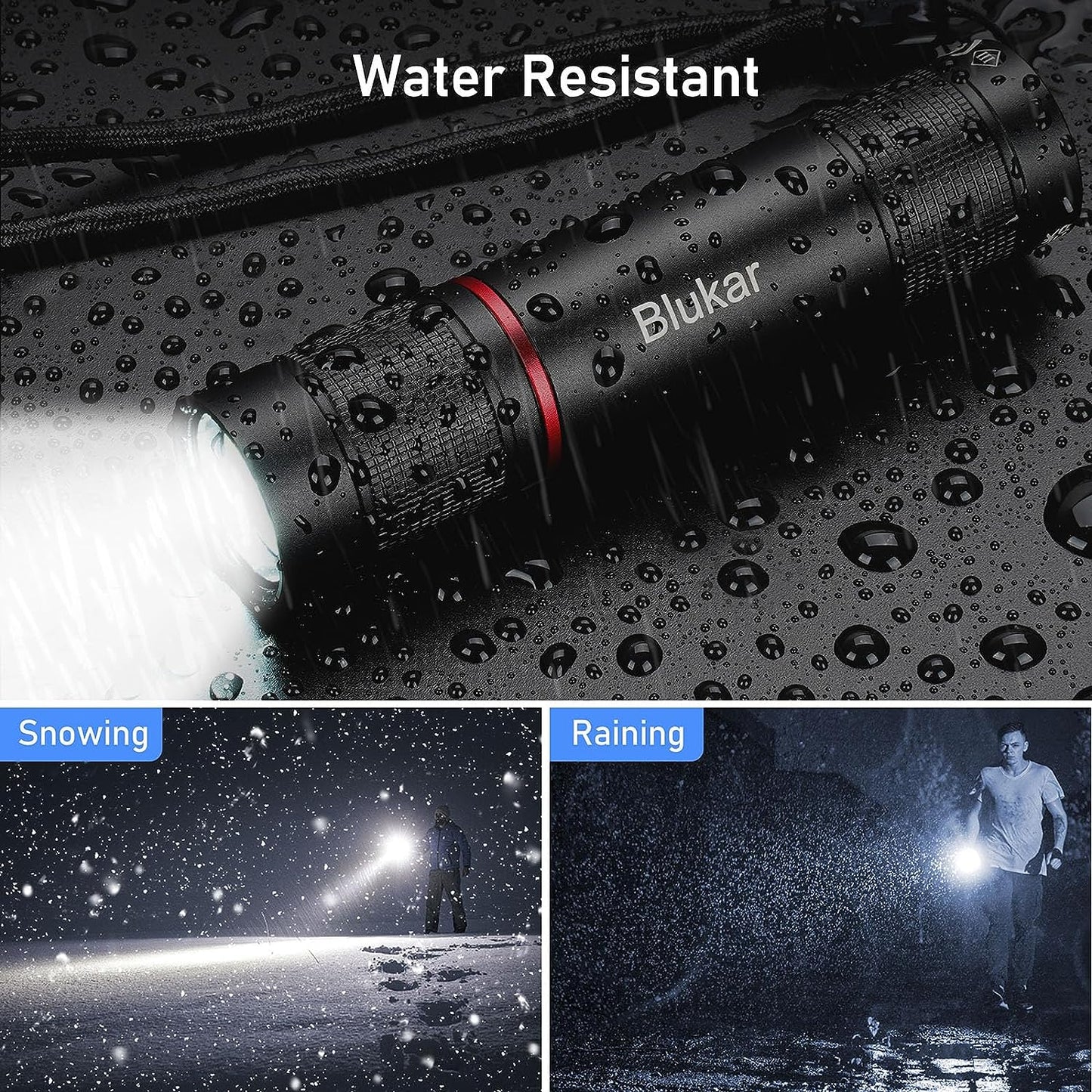 LED Torch Rechargeable, 2000L Super Bright Adjustable Focus Flashlight, 4 Lighting Modes, Long Battery Life, Waterproof Pocket Size Torch for Power Cuts, Emergency, Camping, Hiking, Outdoor