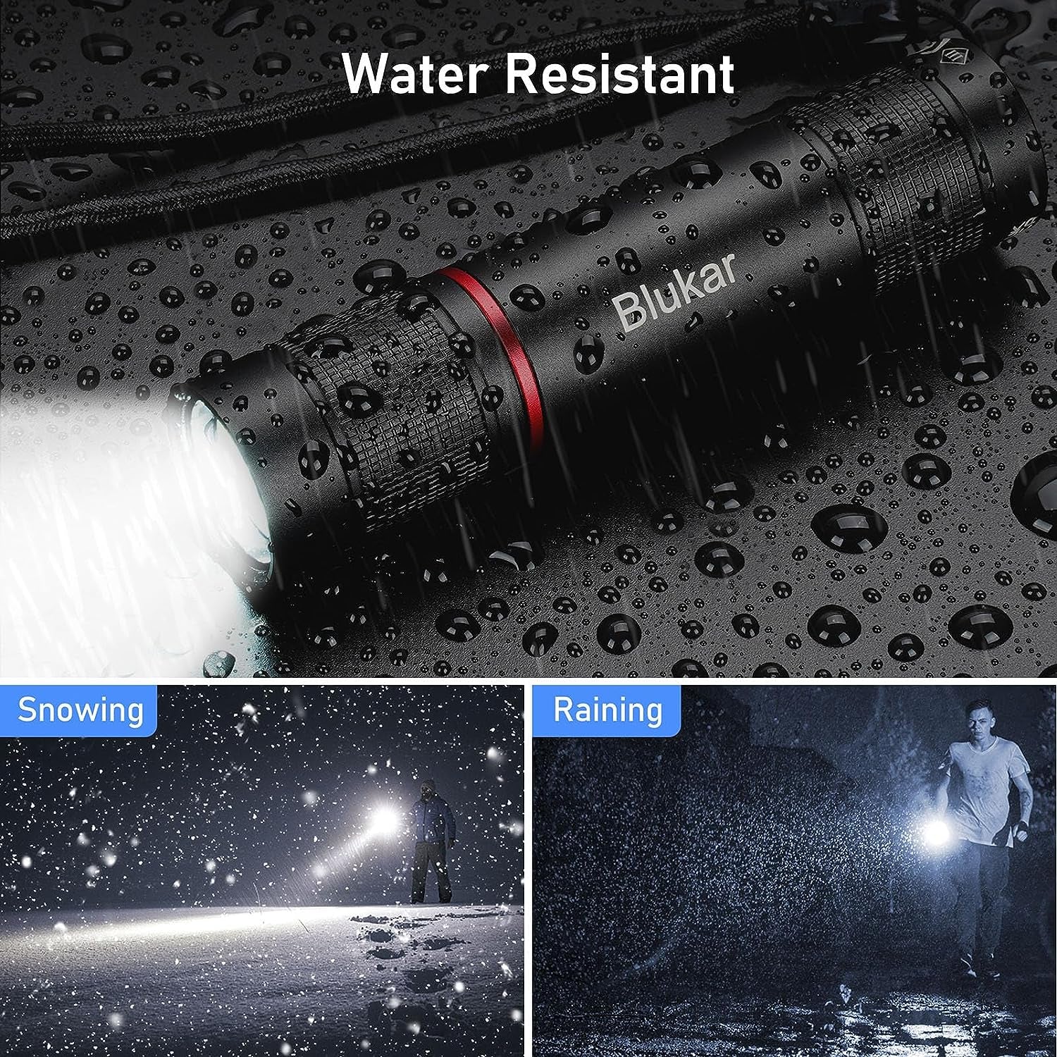 LED Torch Rechargeable, 2000L Super Bright Adjustable Focus Flashlight, 4 Lighting Modes, Long Battery Life, Waterproof Pocket Size Torch for Power Cuts, Emergency, Camping, Hiking, Outdoor