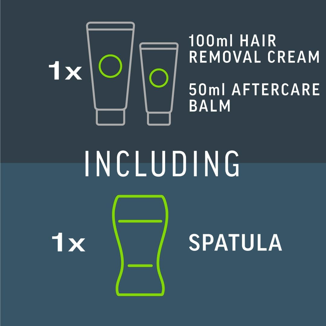 Men Intimate Hair Removal Kit, Mens Hair Removal Cream 100Ml, after Shave Balm 50Ml, 1 Spatula, Hair Removal Cream for Genitals, Pubic Hair Removal, Intimate Hair Removal