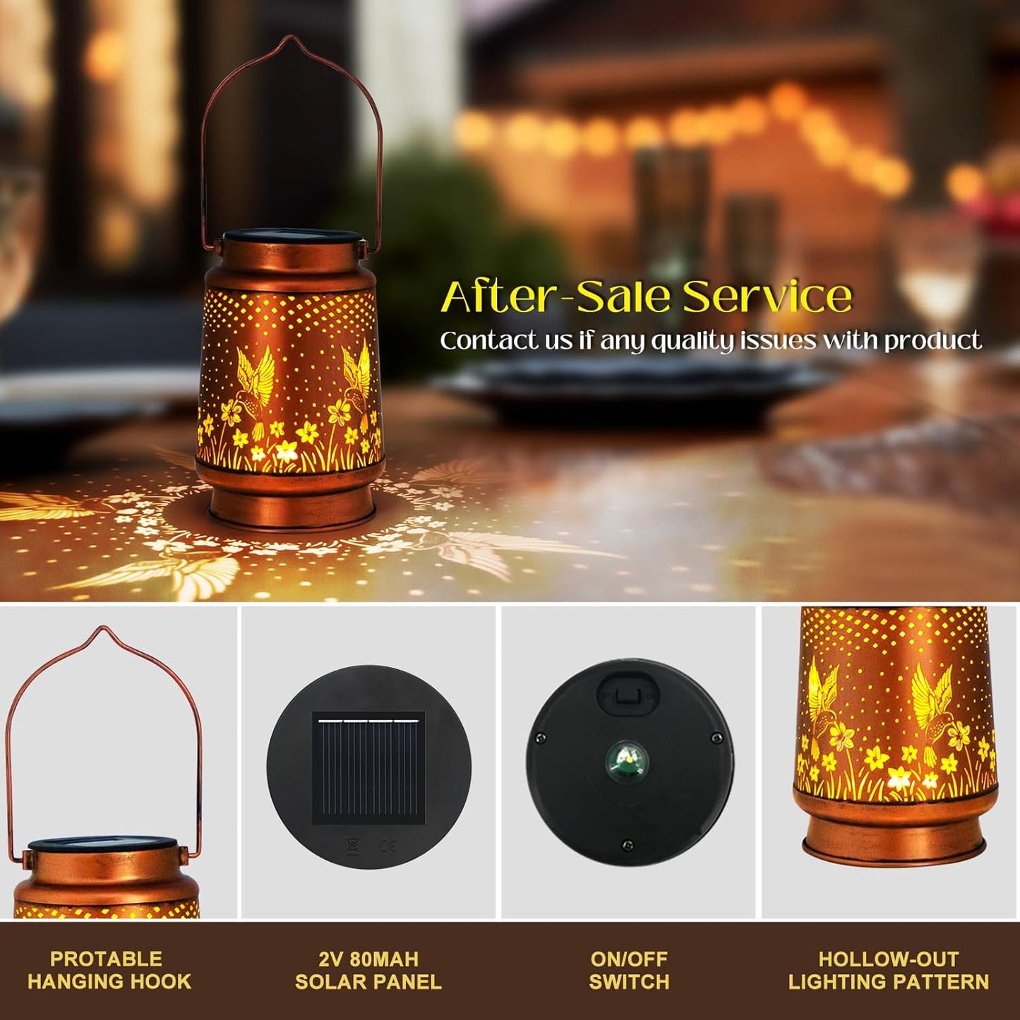 Hummingbird Solar Lanterns, Metal Garden Lights Garden Oranments Outdoor Waterproof Birthday Gifts Decorative Light Perfect Hummingbird Gifts for Mom Women Grandma Wife