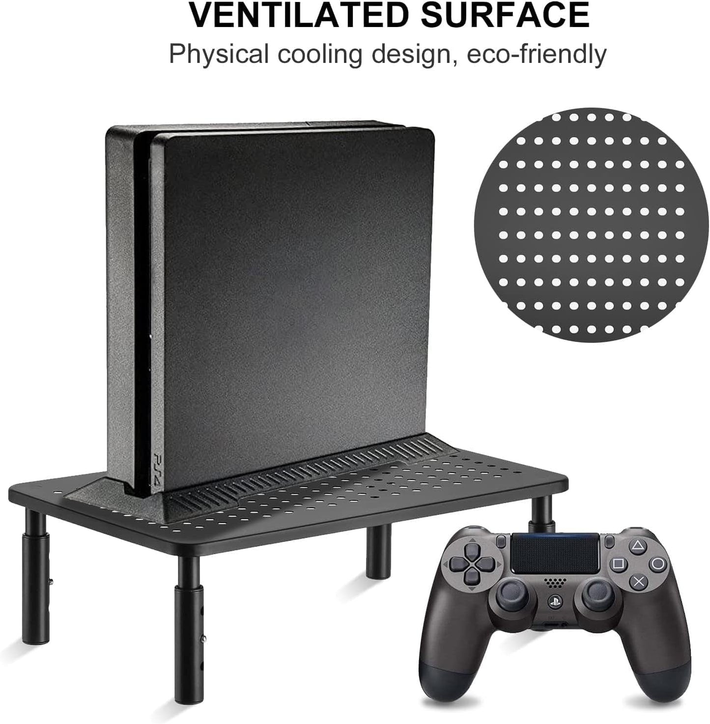 Computer Monitor Stand Riser, Metal for Laptop, Printer, Notebook and All Flat Screen TV Display with Vented Platform, 3 Height Adjustable Riser MST003