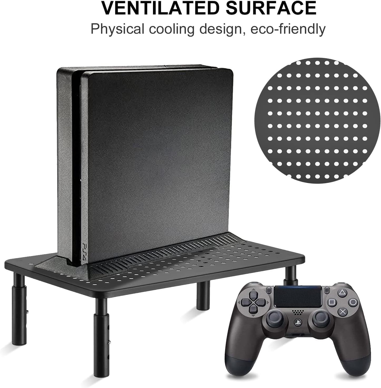 Computer Monitor Stand Riser, Metal for Laptop, Printer, Notebook and All Flat Screen TV Display with Vented Platform, 3 Height Adjustable Riser MST003