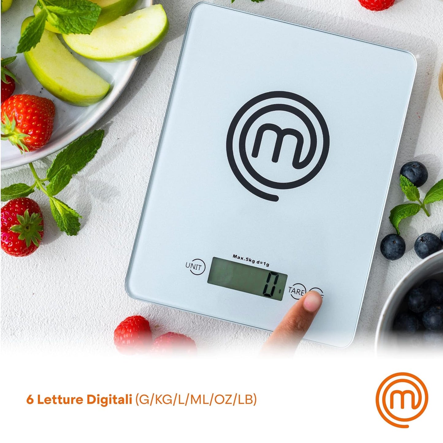Kitchen Scales Digital, Small Electronic Gram Scale for Food Weighing in Cooking & Baking, Weight in Ounces or Grams, Max 5Kg, Tempered Safety Glass, Tare Function, Auto Switch-Off, Silver