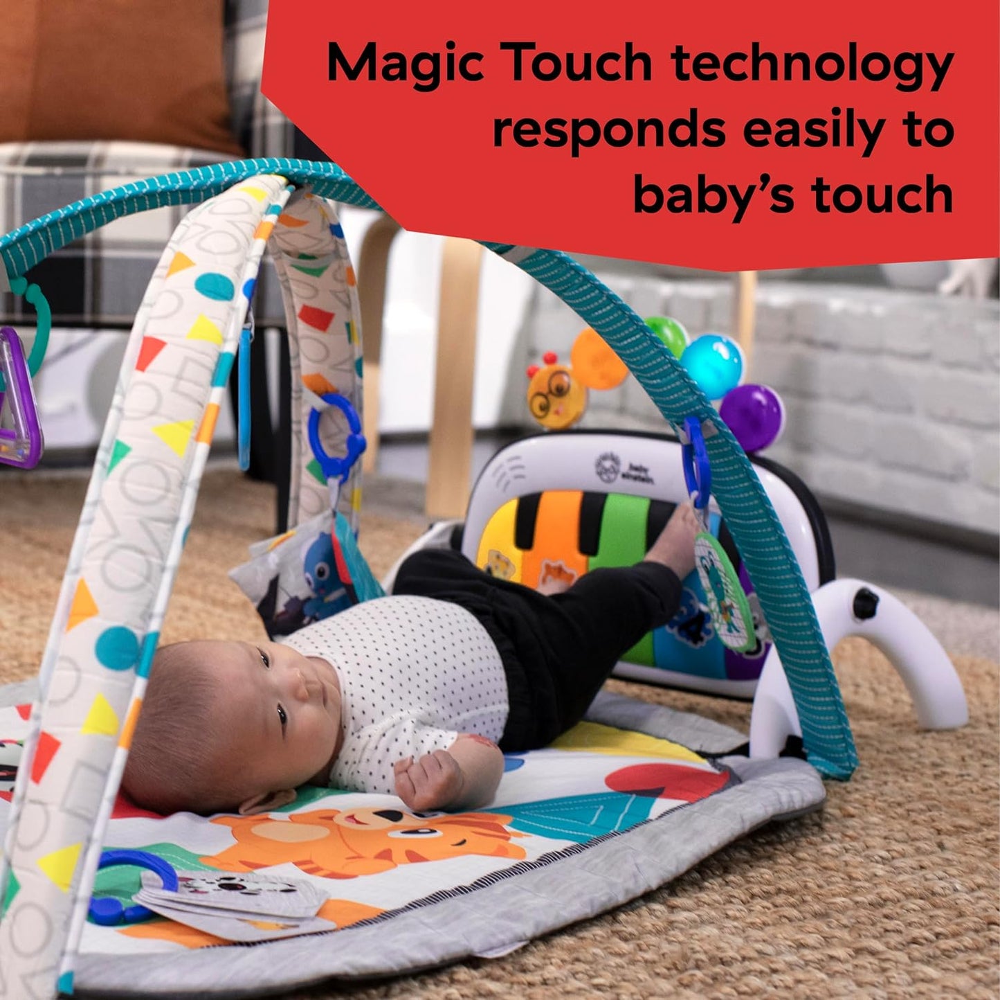 , 4-In-1 Kickin' Tunes and Language Discovery Play Gym with Piano, Mat with Detachable Activity Toys, Lights, Sounds and Music, Ages Newborn +