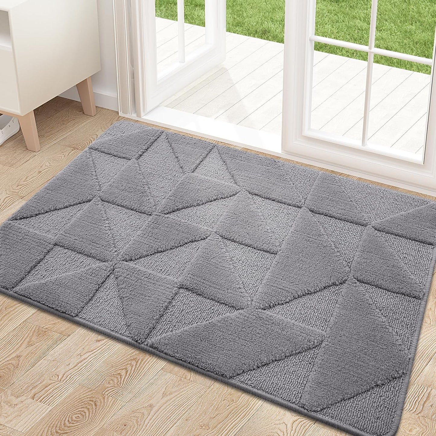 Door Mats Indoor, 50 X 80 Cm, Machine Washable inside Door Mat, Dirt Trapper Soft Doormats, Super Absorbent Entrance Rug, Non-Slip Floor Mat for Front Back Door, Pets and Dogs (Grey)