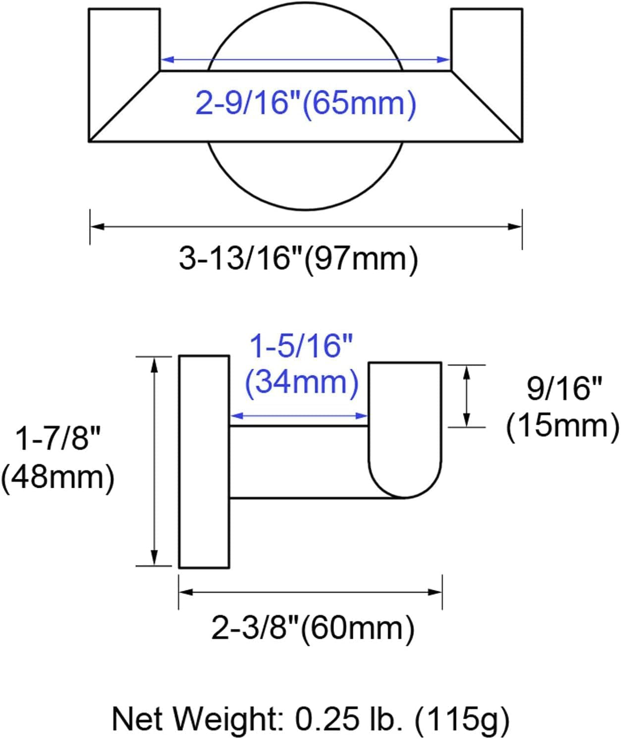 Double Door Hooks for Bathrooms, Matte Black Hooks for Kitchen Bathroom, SUS304 Stainless Steel Coat Hook, Heavy Duty Towels Holder for Hanging Towel, Coats,Sponges, Clothes, Wall Mount, 2 Packs