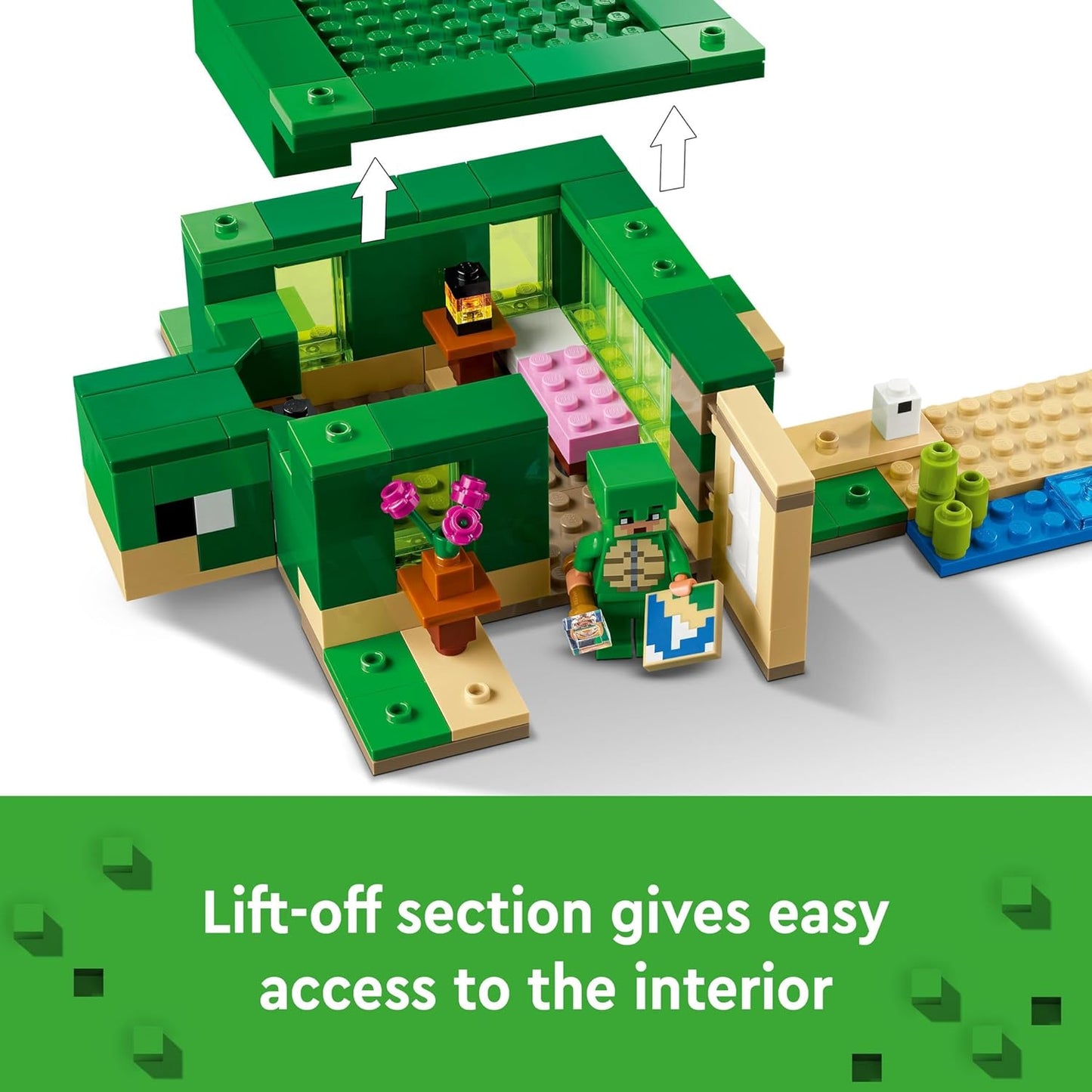 Minecraft the Turtle Beach House Animal-Care Toy for Kids, Girls and Boys Aged 8 plus Years Old, Building Set with Characters and Figures from the Game, Gift for Gamers 21254