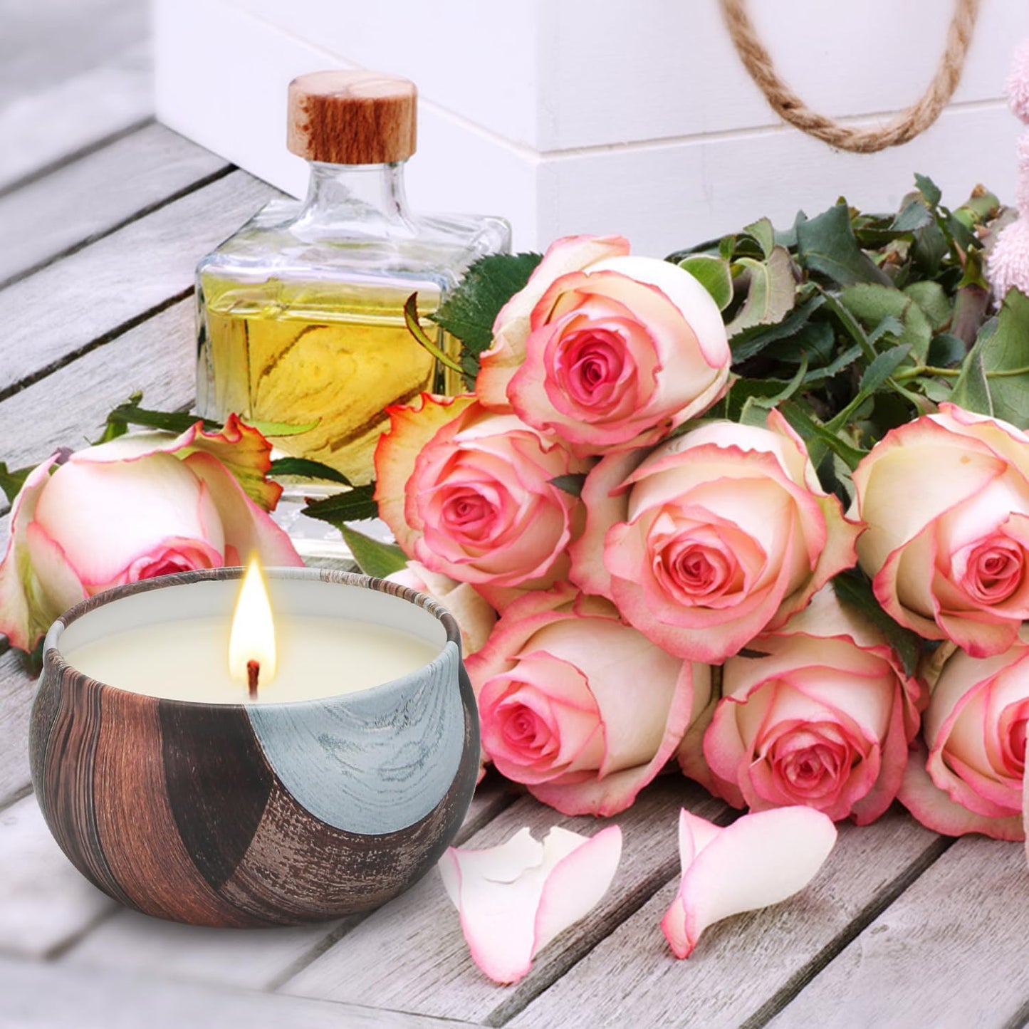 Natural Soy Wax Candle 6 Pack,Wood Candle Box,Womens Gift Sets,Scented Candles Gift Box,Candle Sets for Women Gifts,House Warming Gifts New Home,Candle Gift Set,Candles Gifts for Women