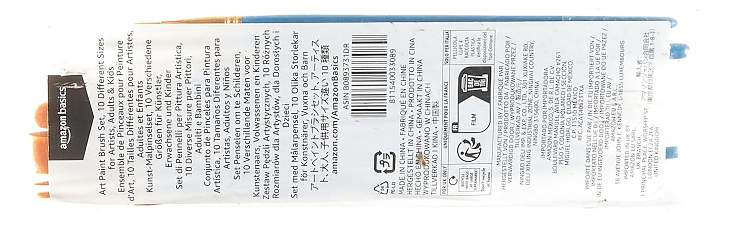 Art Paint Brush Set, Different Sizes for Artists, Adults & Kids, 10 Count, Blue