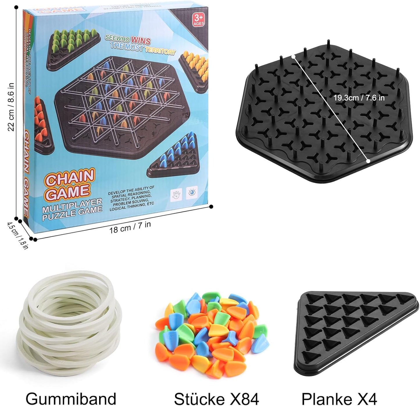 Triggle Game with Rubber Bands, Chain Triangle Chess Game, Board Games Triangle, Chains Triangle Game, Triggle Board Game, Triangle Chess Board Game for 2-4 People