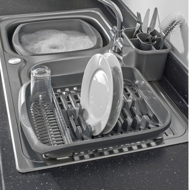 516468 Plate Dish Draining Rack, Soft Black, 33 X 39.5 X 6 Cm