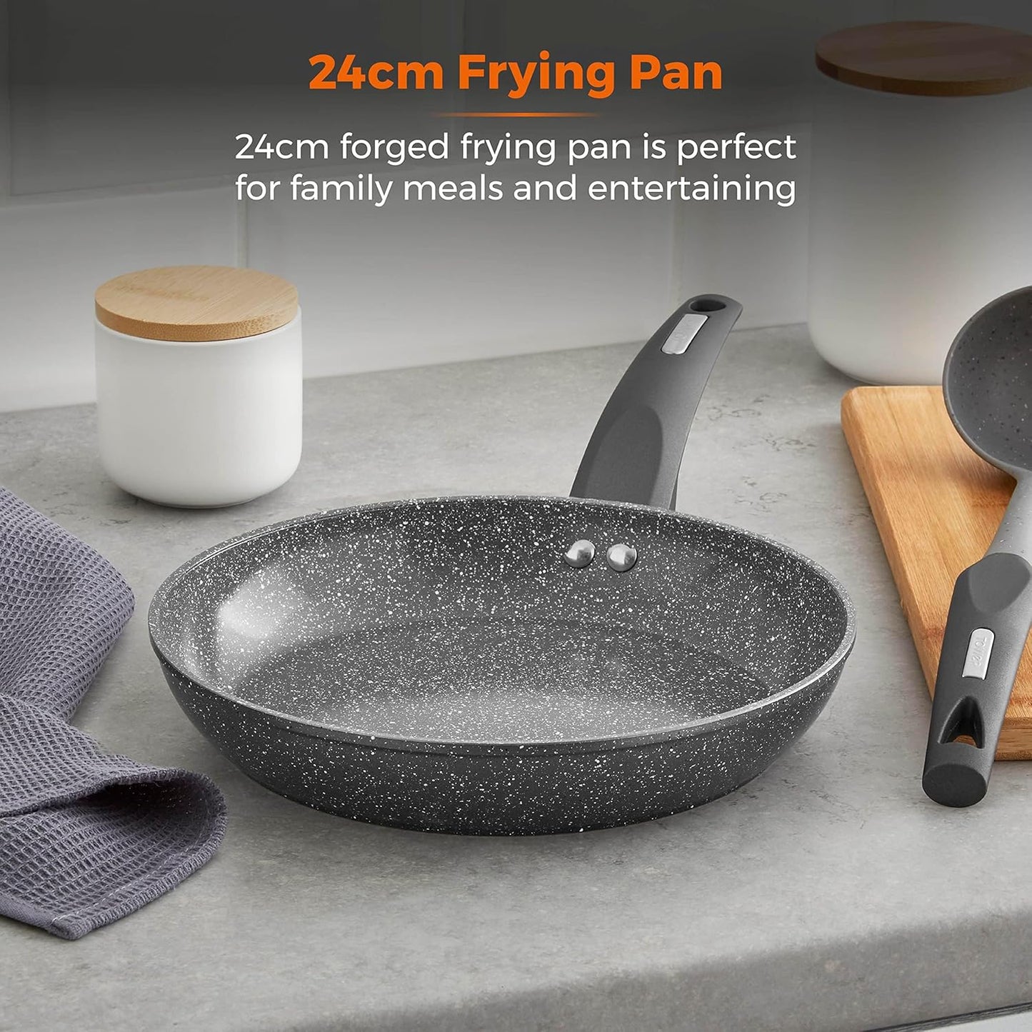 Cerastone T81232 Forged Frying Pan with Non-Stick Coating and Soft Touch Handles, 24 Cm, Graphite