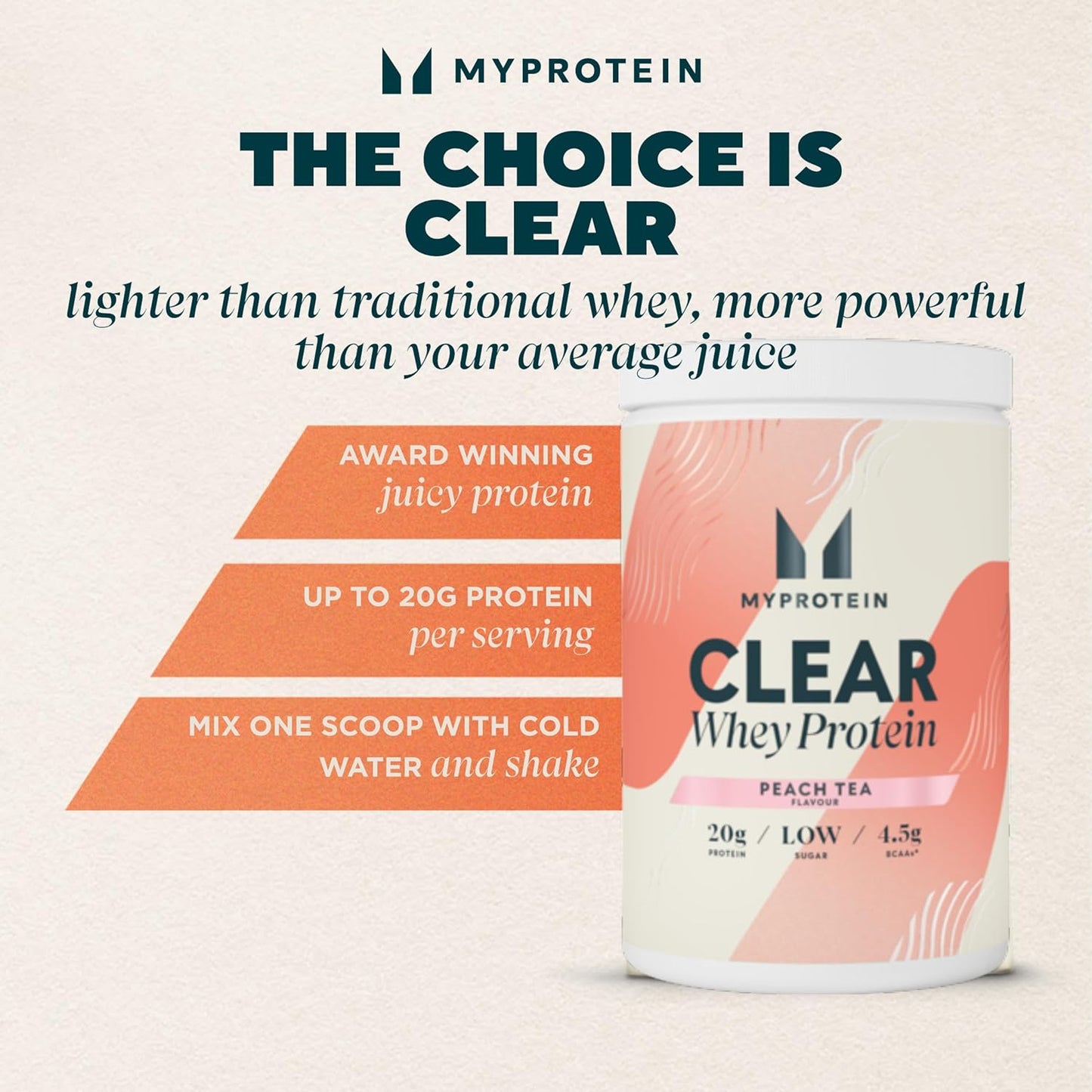 Clear Whey Isolate, Peach Tea, 20 Servings