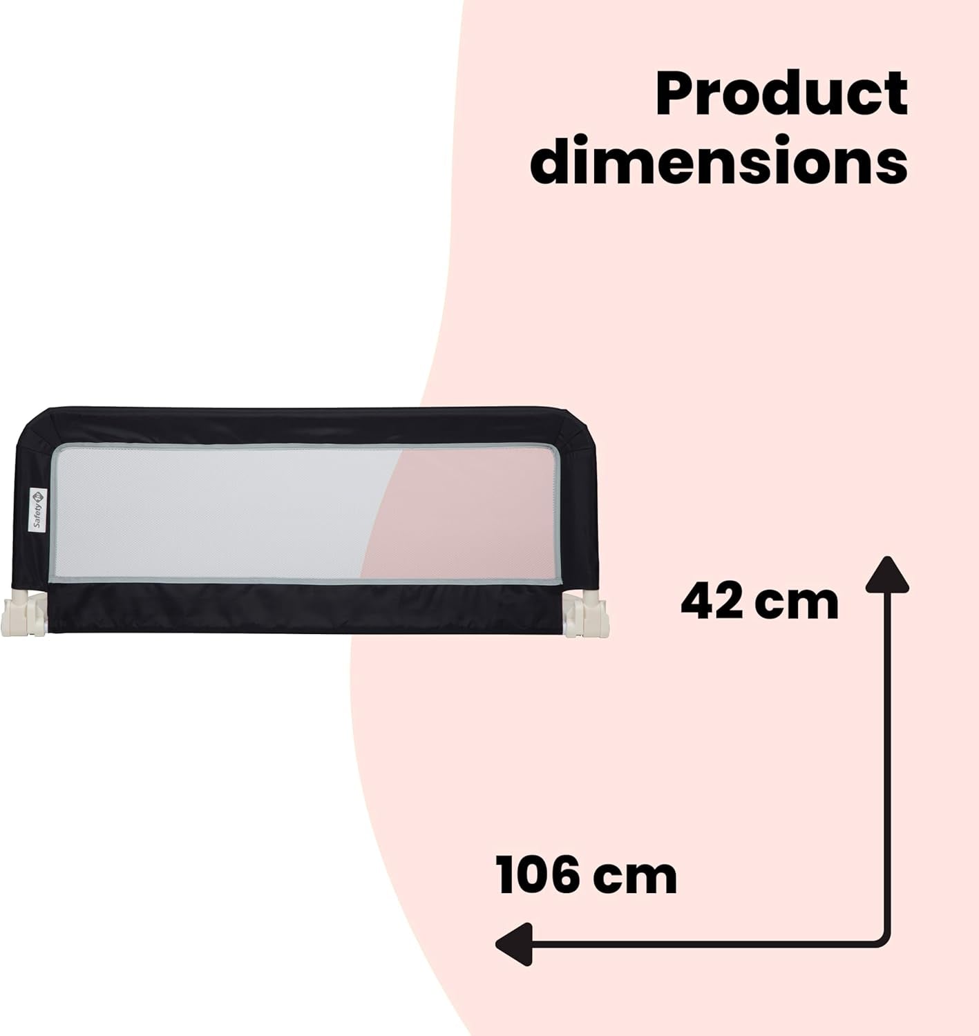 Portable Bed Rail, 106 X 42Cm,Foldable Bed Guard for Toddler Bed, 18 Months – 5 Years, Portable Travel Bed Guard, Mesh Fabric, Easy to Install, Automatic Lock, Easy to Transport, Dark Grey