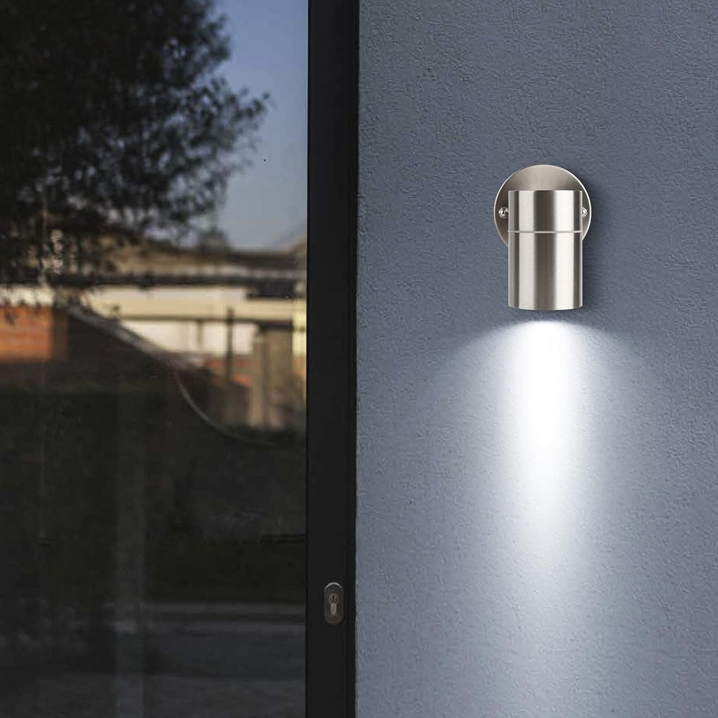 Modern Double up down Stainless Steel Wall Spot Light, Use GU10 (Not Included), IP44 Waterproof, Pack of 2
