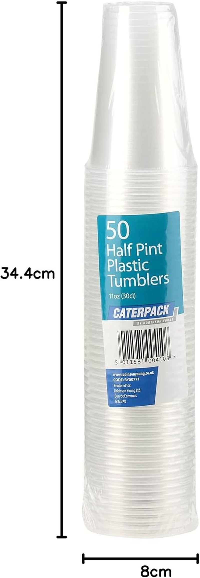 Plastic Tumblers 0.5 Pint, Clear Plastic Half Pint Party Cups, Disposable and Recyclable, 50 Pack