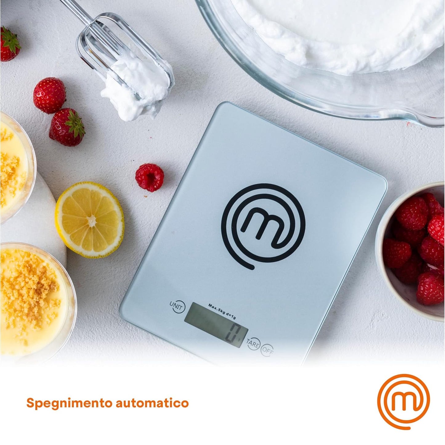 Kitchen Scales Digital, Small Electronic Gram Scale for Food Weighing in Cooking & Baking, Weight in Ounces or Grams, Max 5Kg, Tempered Safety Glass, Tare Function, Auto Switch-Off, Silver