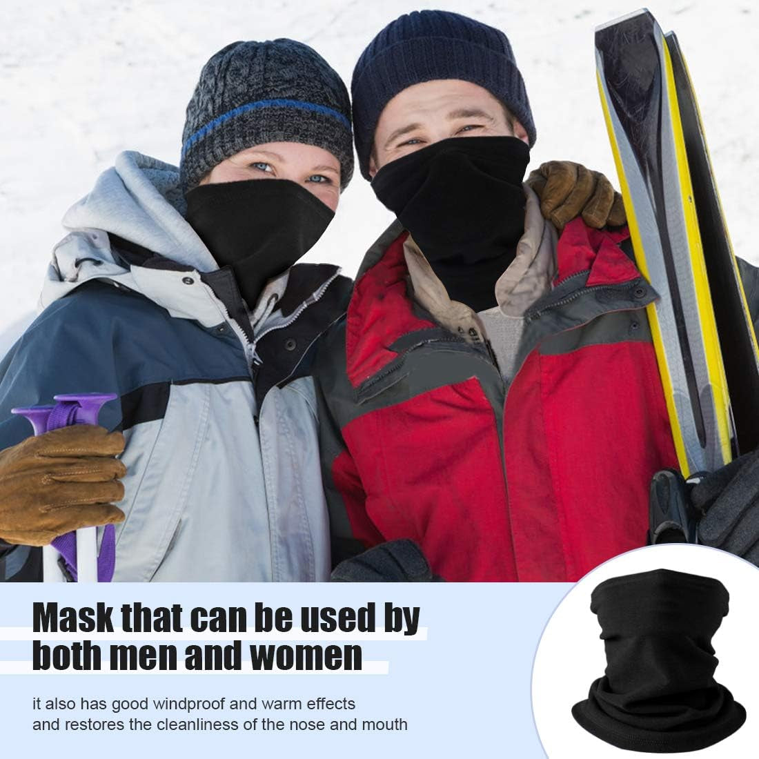 Neck Warmer Snood for Men & Women,Winter Neck Gaiter Fleece Bandana Face Covering Mask Windproof Neck Scarf Neckwear for Outdoor Sports Motorcycle Skiing Running Cycling