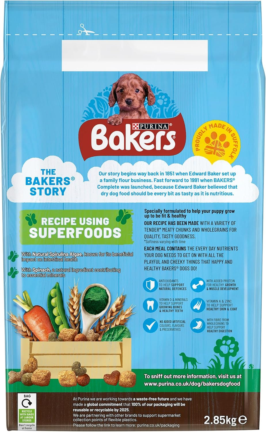 Puppy Dry Dog Food Chicken and Veg 2.85Kg, Pack of 4