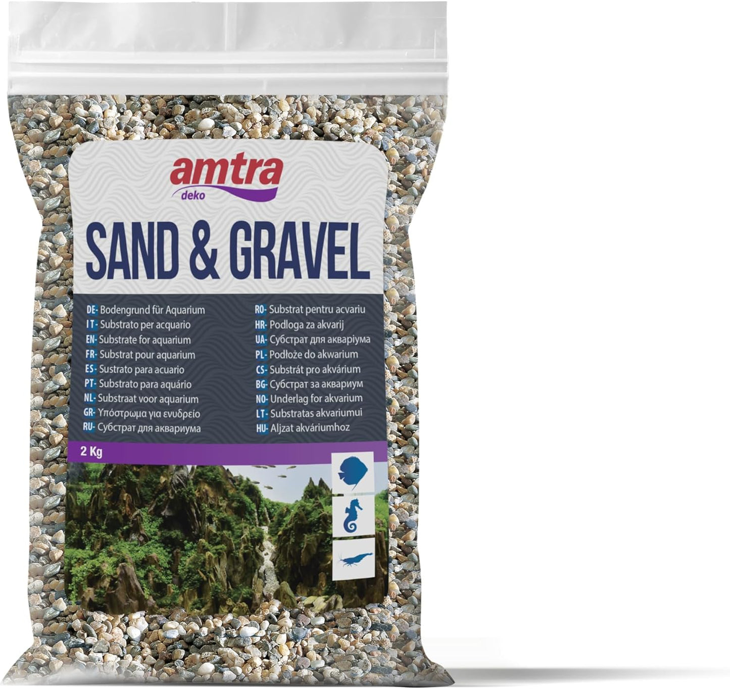 Polychrome - Natural Aquarium Gravel, Decorative Soil, Sand and White Gravel, Grains 3-4 Mm, 2 KG